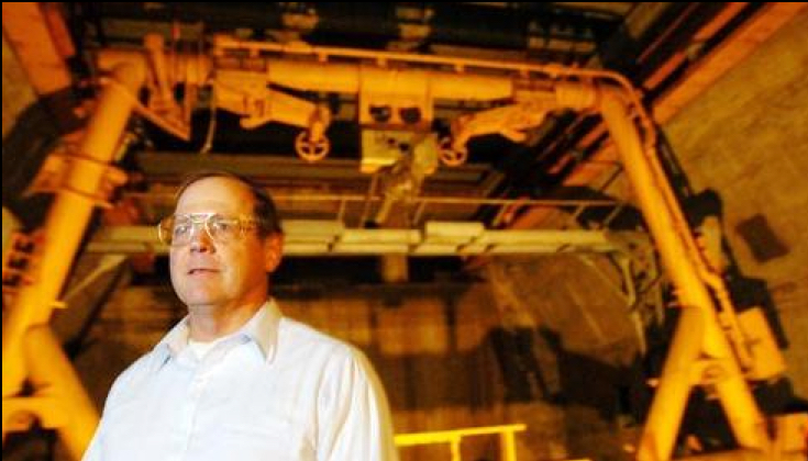 A photo of Peter Davenport in front of some pipes in the missle silo. A photo of Peter Davenport in front of some pipes in the missle silo.
