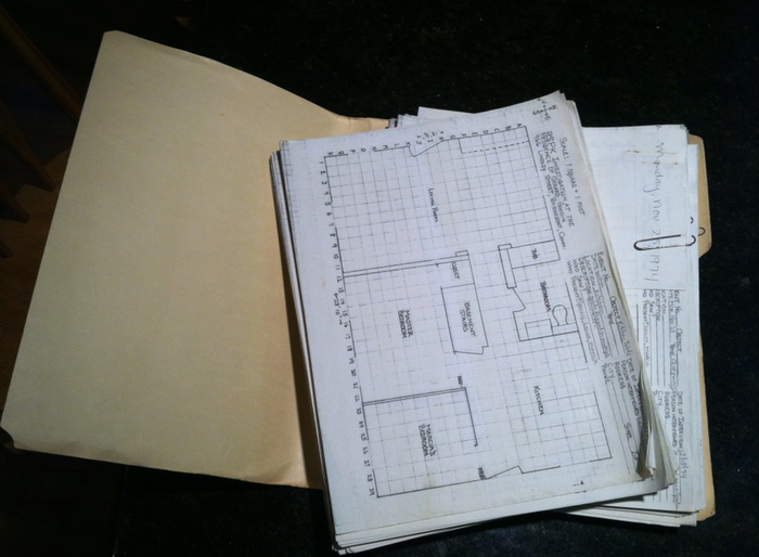 File folders and author's materials for The World's Most Haunted House.