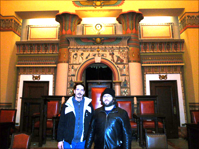 Freeman Fly and Dan Fogler at a Masonic Temple. Freeman Fly and Dan Fogler at a Masonic Temple.