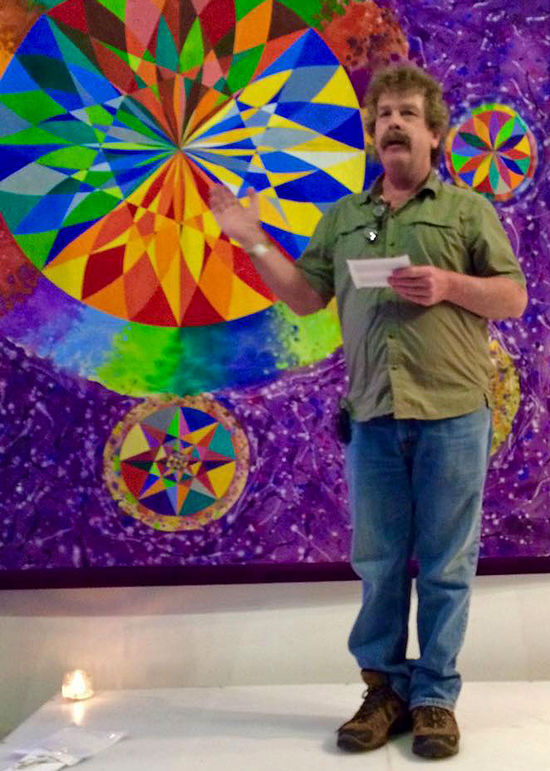 Adam Gorightly giving a talk at the Find The Others Conferestival, Liverpool, England, Nov. 23, 2014. Photo by Adam Clark.