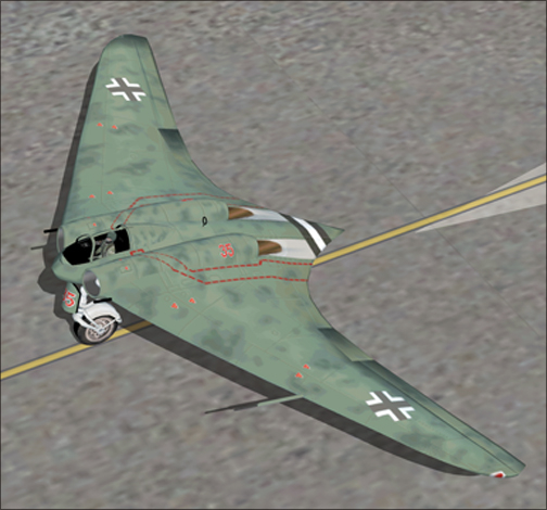 A green airplane.
