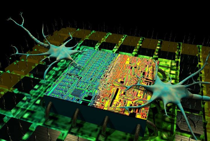 An image from an early Ostman film on the blending of bio and tech.