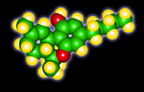 An illustration of a cannabis molecule.