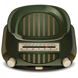 A green old-timey radio. A green old-timey radio.